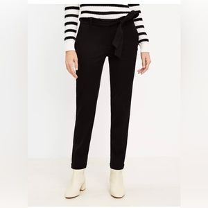LOFT Black High-Rise Pants with Tie - NWT